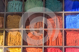 Color pigment powder in box for painter