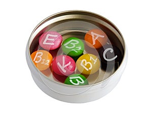 Color pills in metallic pillbox