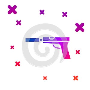 Color Pistol or gun with silencer icon isolated on white background. Gradient random dynamic shapes. Vector