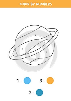 Color planet Uranus by numbers. Space themed worksheet for kids.