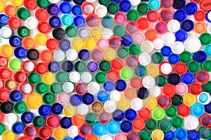Color plastic caps from pet bottles