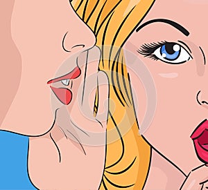 Color Pop Art illustration of two gossiping women.