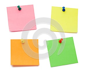 Color post-its with drawing pins