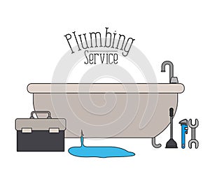 Color poster of bath dripping flooded plumbing service