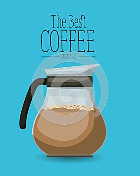 Color poster with glass jar with coffee of the best coffee since 1970