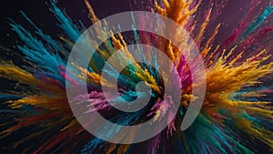 Color Powder Explosion on Dark Background