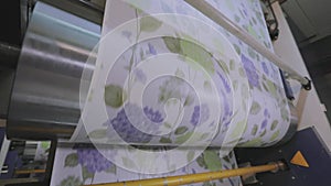 Color printing on wallpaper, modern wallpaper production, industrial interior