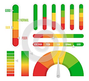 Color progress, level indicator set vector isolated