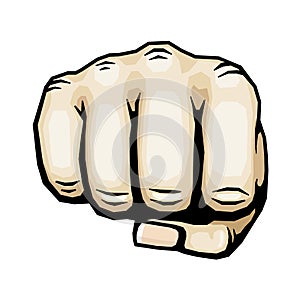 Color punching hand with clenched fist vector illustration