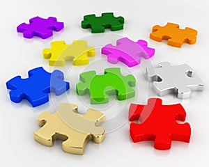 Color puzzle pieces