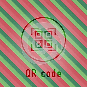 Color QR code icon. Stroke outline style. Vector