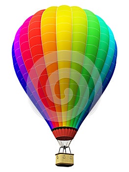 Color rainbow hot air balloon isolated on white background