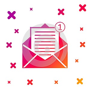 Color Received message concept. Envelope icon isolated on white background. New, email incoming message, sms. Mail