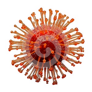 Color red crown covid virus 19 on a white background. 3D rendering