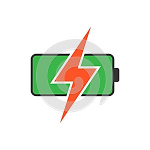 Color red green charging battery icon isolated flat design vector illustration