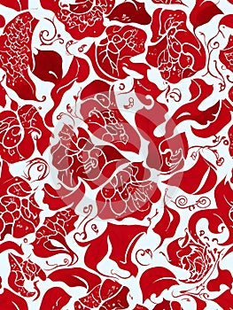 color red Rafflesia Seamless patterns vector repeating patterns design white background 3