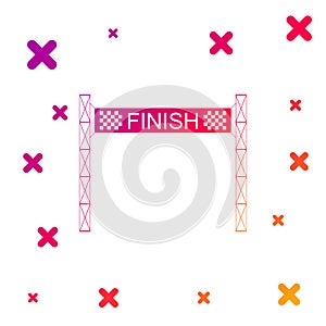 Color Ribbon in finishing line icon isolated on white background. Symbol of finish line. Sport symbol or business