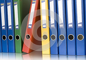 Color ring binders in row