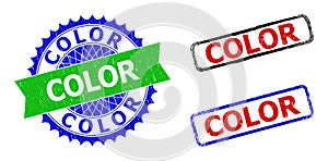 COLOR Rosette and Rectangle Bicolor Seals with Scratched Surfaces photo