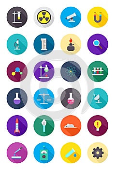 Color round science icons set