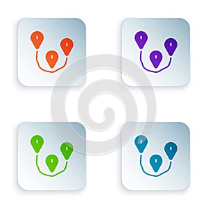 Color Route location icon isolated on white background. Map pointer sign. Concept of path or road. GPS navigator. Set