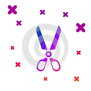 Color Scissors icon isolated on white background. Cutting tool sign. Gradient random dynamic shapes. Vector