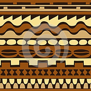 Color seamless pattern in ethnic style. Ornamental element African theme. Set of vintage decorative tribal border. Traditional