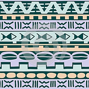 Color seamless pattern in ethnic style. Ornamental element African theme. Set of vintage decorative tribal border. Traditional