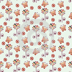 Color seamless pattern of flowers and butterflies