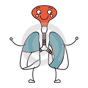 Color sections silhouette caricature respiratory system with windpipe photo