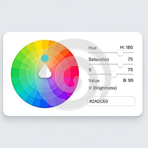 Color selection interface featuring a circular color wheel with a gradient spectrum