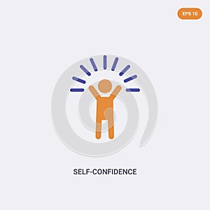 2 color Self-Confidence concept vector icon. isolated two color Self-Confidence vector sign symbol designed with blue and orange photo