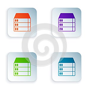 Color Server, Data, Web Hosting icon isolated on white background. Set colorful icons in square buttons. Vector