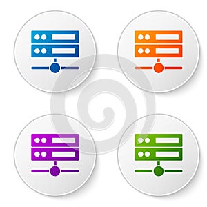 Color Server, Data, Web Hosting icon isolated on white background. Set icons in circle buttons. Vector