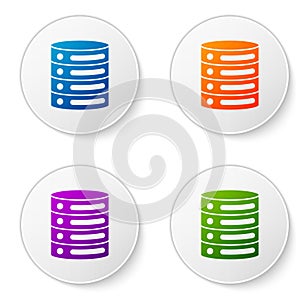 Color Server, Data, Web Hosting icon isolated on white background. Set icons in circle buttons. Vector