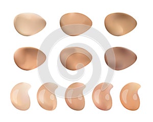 Color Shades Palette For Foundation Make Up. Isolated On White Background.