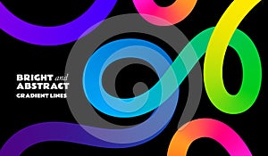 Color Shapes with Rainbow Gradient. Abstract Modern Fluid Waves. Vector Background with Color Dynamic Ribbon. Flowing