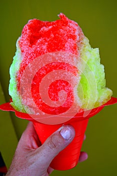 A color shave ice treat