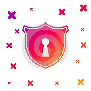 Color Shield with keyhole icon isolated on white background. Protection and security concept. Safety badge icon. Privacy