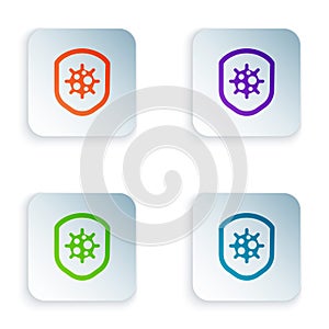 Color Shield protecting from virus, germs and bacteria icon isolated on white background. Immune system concept. Corona