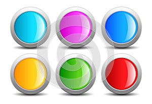 Color shiny buttons set, web design glass elements