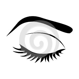 color silhouette with female eye closed and eyebrow