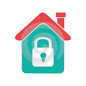 Color silhouette with house with padlock