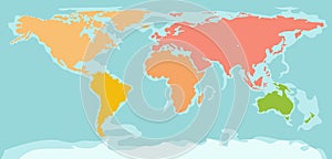 Color silhouette world map