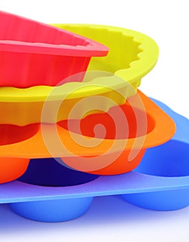 A color silicone cake form and muffin photo