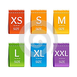 Color Size Clothing Labels Set. Vector