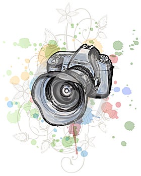 Color sketch of a digital photo camera