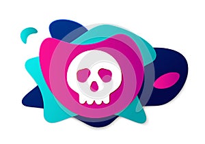 Color Skull icon isolated on white background. Happy Halloween party. Abstract banner with liquid shapes. Vector