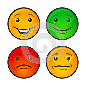 Color Smiley Face Icons Set. Vector
