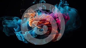 Color smoke abstract background. Cold hot. Ice fire flame.